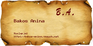 Bakos Anina névjegykártya